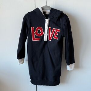 Moncler Enfant Navy Blue Logo Hooded Dress